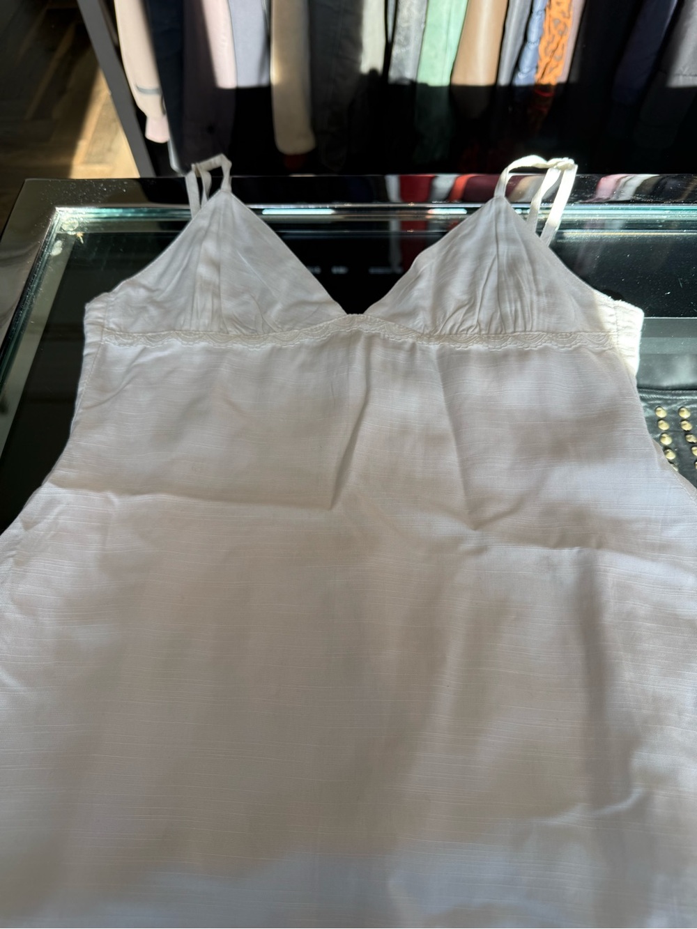 Motel Rocks White Spaghetti-Strap Ruffle-Hem Mini Dress - Picture 11 of 11